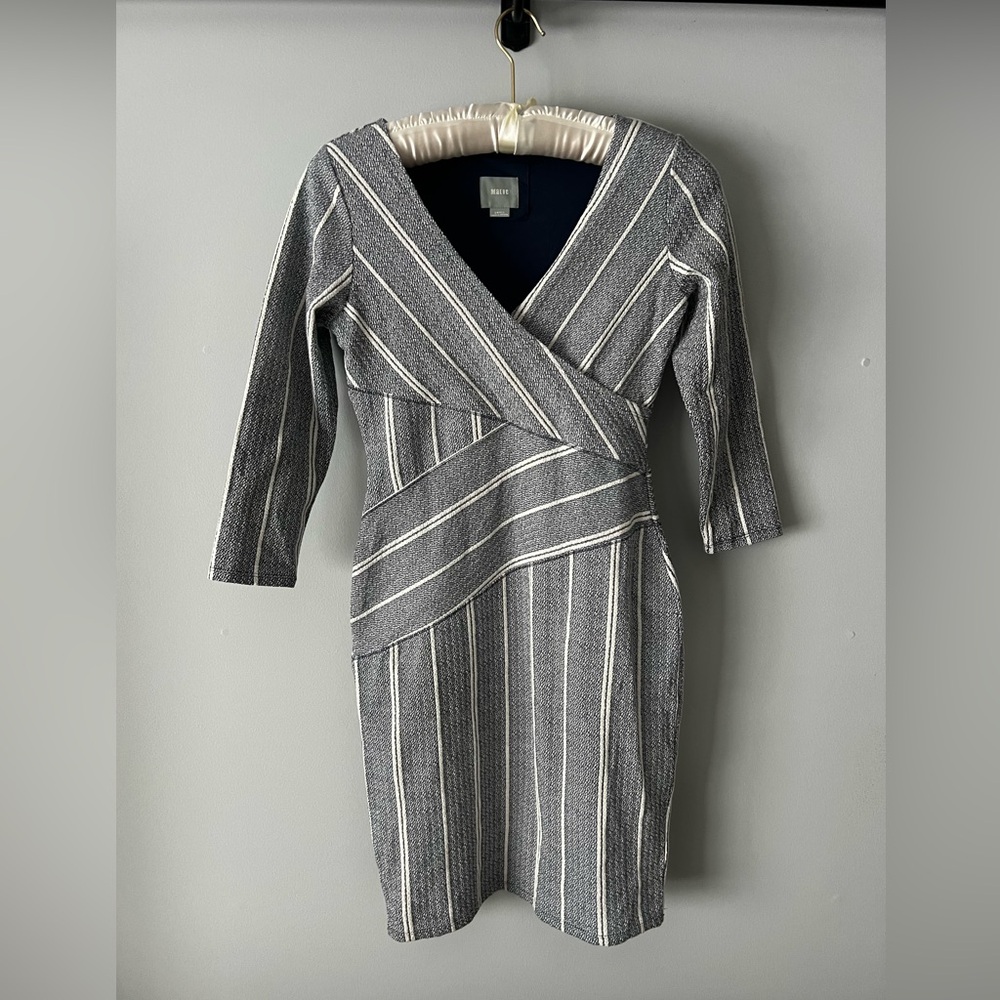 MAEVE - Anthropologie Navy/Gray and Cream Dress - Size Small